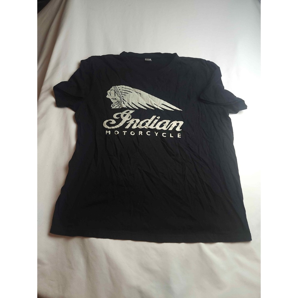 Indian Motorcycle Graphic T-Shirt Black Cotton XL Mens Short Sleeve - Picture 2 of 7